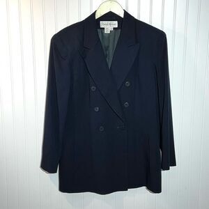 Vintage Rena Rowan for Saville Blazer Womens 14 Black Double Breast Jacket Lined